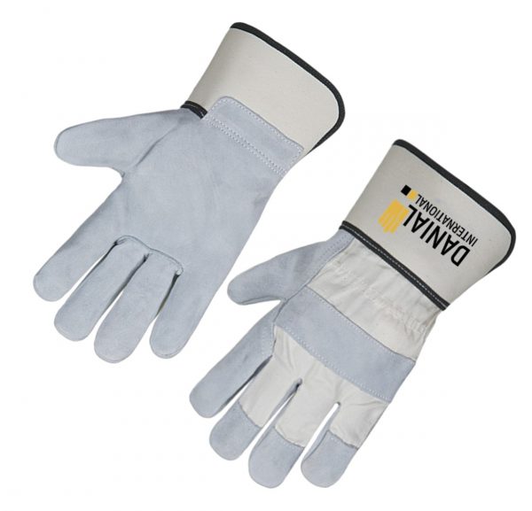 Top-quality Rigger Cow Split Leather Glove with Natural color Drill Backing